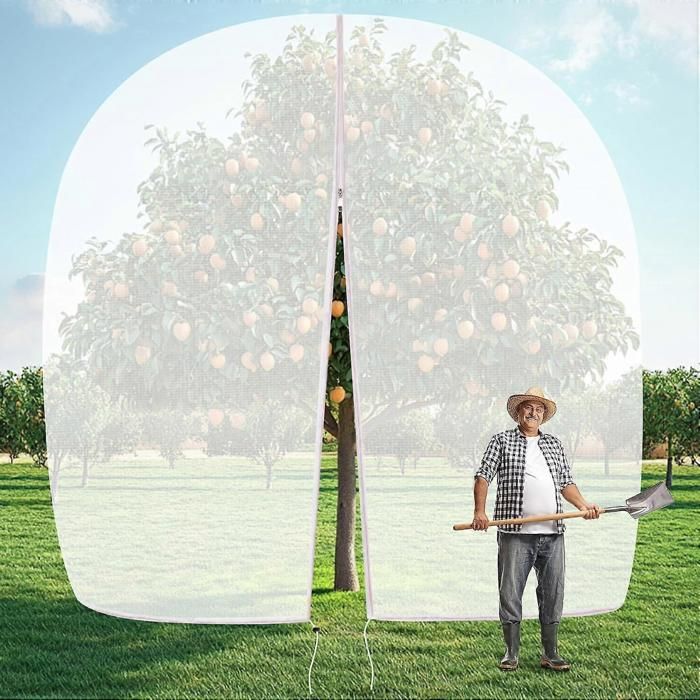 Filet de protection pour arbres fruitiers (384 m x 366 m) avec fermeture éclair et cordon de serrage idéal pour protéger les