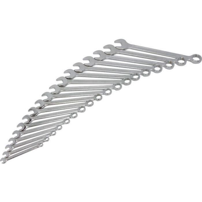 Clé mixte - AMPRO - T40118 - Acier chrome vanadium - 18mm - Oeil 12 pans incliné