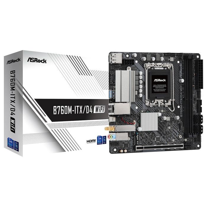 ASRock B760M-ITX/D4 WiFi - Carte mère Mini ITX Socket 1700 Intel B760 Express - 2x DDR4 - M.2 PCIe 4.0 - USB 3.2 - PCI-Express 4.0 1