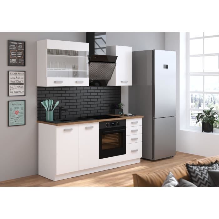 ATLAS Cuisine complète 5 éléments - Décor blanc - L180 cm - Plan de travail non inclus