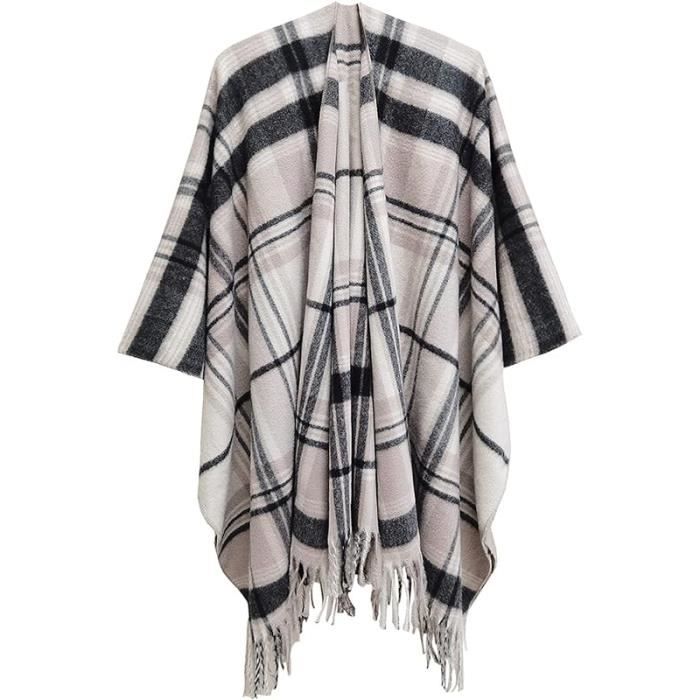Poncho Tricoté Femme Oversize - Châle Couverture Cardigan Chaud Écharpe Portable Polyvalente