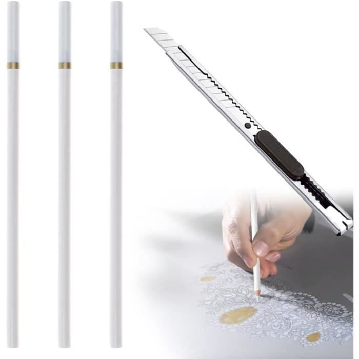 Crayon Charbon Blanc Lot Crayons Fusain Blanc - Lot De 3 Crayons | Dessin Sur Papier Foncé | Ombrage Reflets Artistiques Ombrage Crayon Blanc