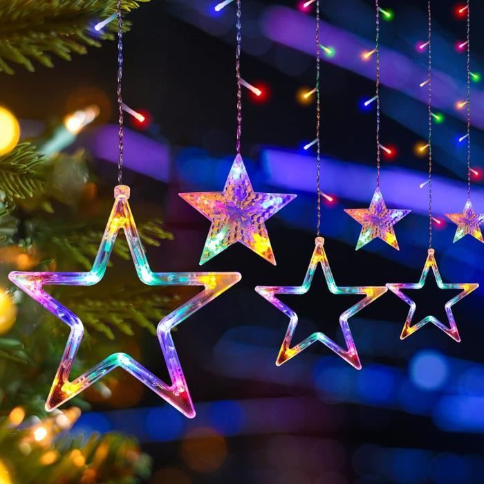 Guirlande lumineuse LED ,Rideau Lumineux Étoile,LED Éclairage de  Noël,Étanche Guirlande Lumineuse,LED Guirlande Alimentée