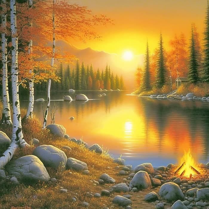 Coucher du soleil - peinture complète de diamant - 80x30cm