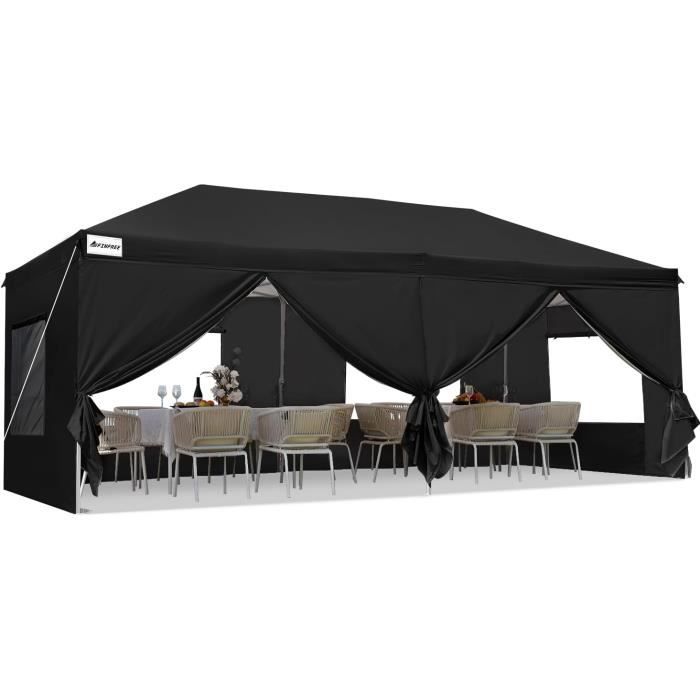 Tonnelle De Jardin Pliante 3x6 M - Anthracite, étanche, Résistante UV | Pour Camping, Plage, Fêtes, Marché