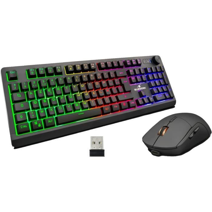 Ensemble Clavier et Souris Gamer - THE G-LAB - Combo Tungsten - Sans Fil - Rétroéclairage RGB