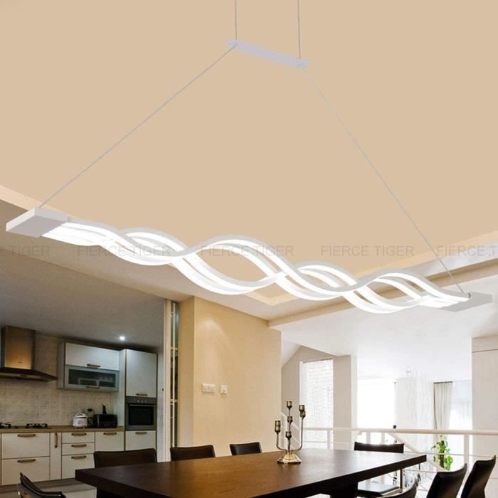 Lampe Suspension LED Dimmable L120cm Avec Télécommande - Luminaire Moderne Réglable Hauteur Pour Salle à Manger