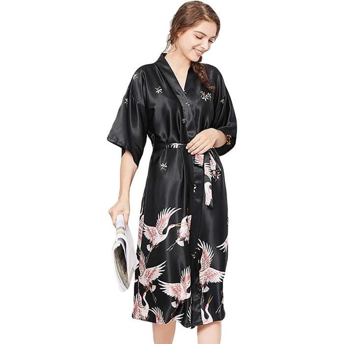 CDSIZEXL,Kimono Robe de Chambre Femme Chemises de Nuit Manche Courte