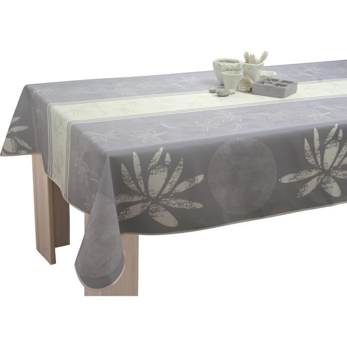 Nappe Rectangulaire Anti-tâches En Polyester - 150x350 Cm - Motif Floral Citron Vert - Grand Format