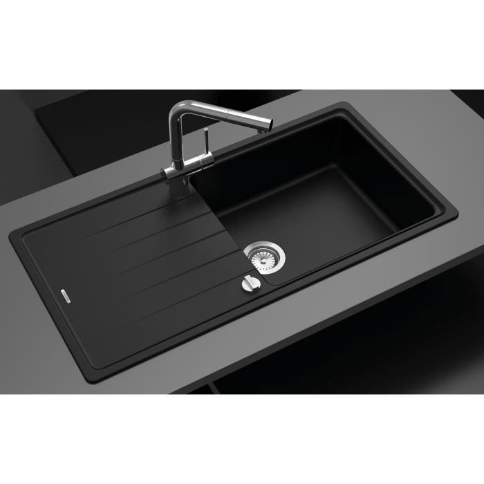 evier de cuisine evier encastre bassin en granit 100x50 noir respekta by schock cdiscount bricolage