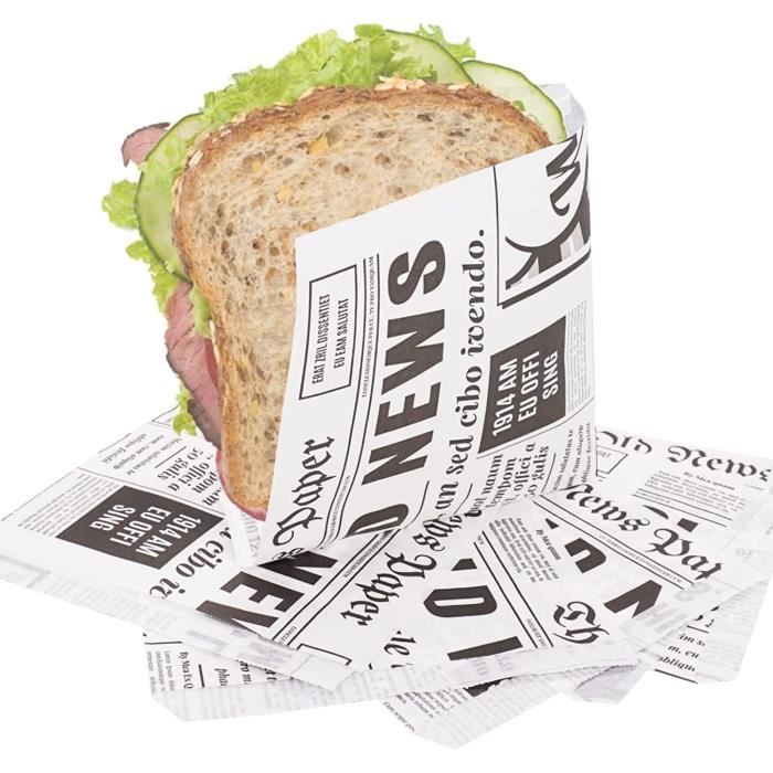 Produktbild von SKIR'CO Papiertüten 50 Stück – 11x3x12 Cm, Fettdicht, Mit Modernem Design, Für Pommes, Snacks & Fast Food