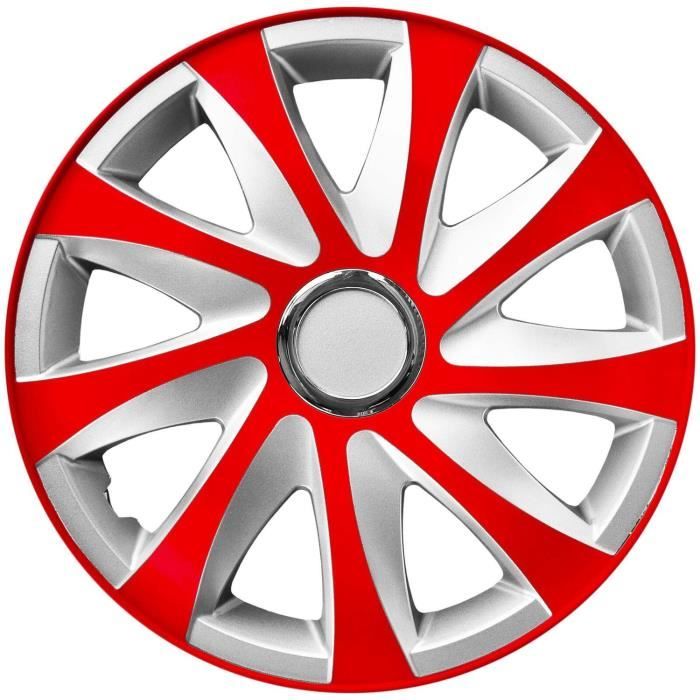 Enjoliveurs de roue - set complet de 4 pièces - NRM Drift Extra - rouge / argent - 15\
