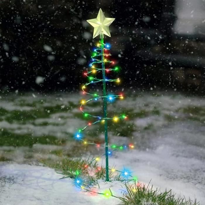 2pcs Sapin de Noel Artificiel Solaire, Decoration Noel Exterieur