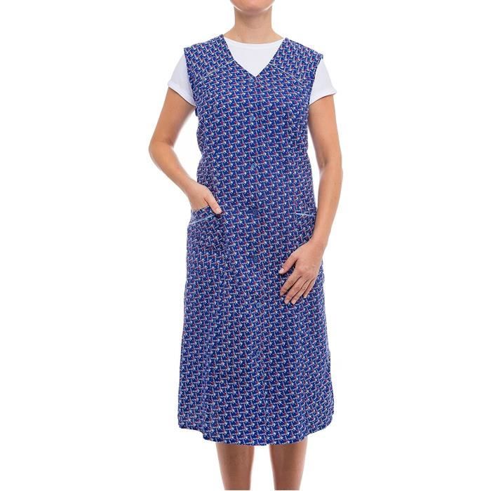 Femme blouse tablier longue en 100 coton sans manche 266 Cdiscount Maison