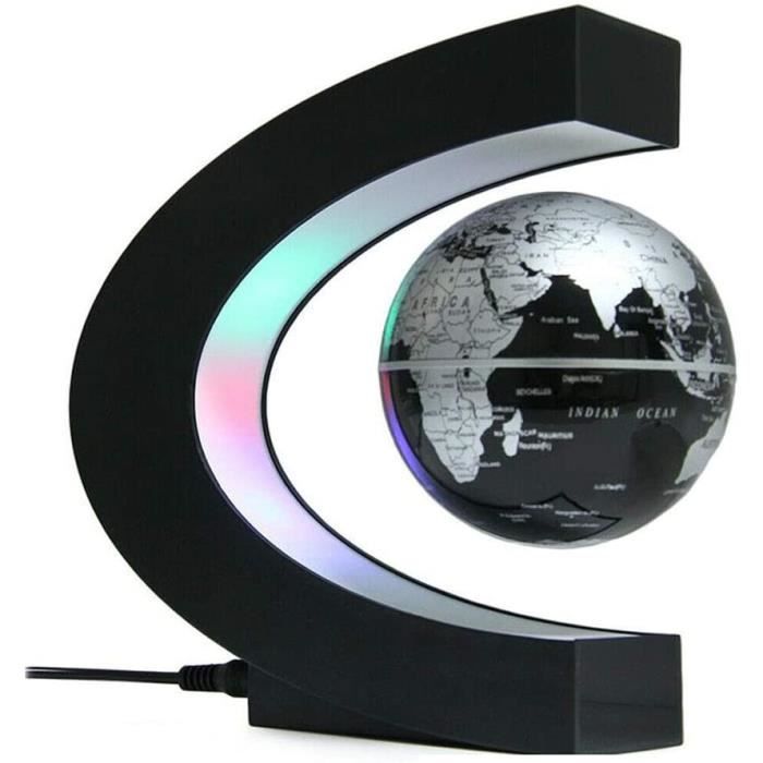 Globe Terrestre à Lévitation Magnétique - Lumière LED Changeante, Rotation - Décoration Bureau Cadeau High-Tech - 8