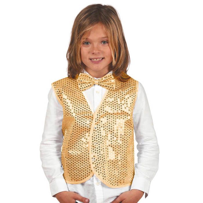 HENBRANDT Gilet Unisexe à Paillettes Dorées Pour Adulte - Taille Unique, Idéal Fêtes & Soirées