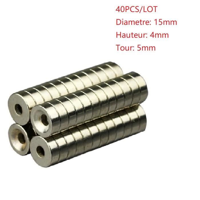 40pcs Lot Aimants A Visser 15mm X 4mm Trou 5mm Puissant N50 Ronds Neodyme Anneau Cdiscount Maison