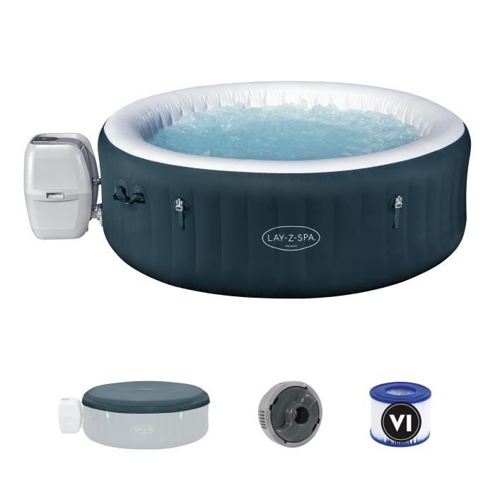 Spa gonflable BESTWAY - Lay-Z-Spa Miami - 140 airjets - 196 x 66 cm - 4 à 6 places - Rond (couverture cartouche diffuseur)