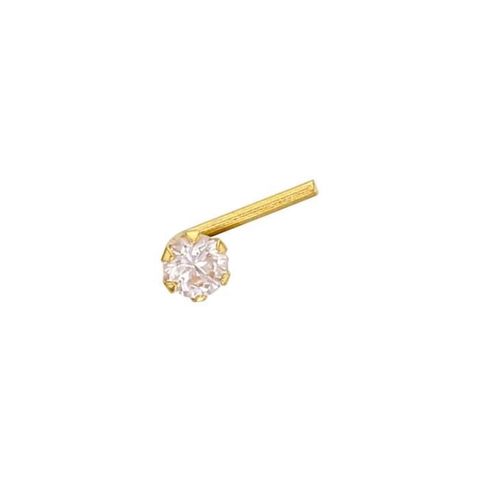 Piercing Sourcil Acier Chirurgical 316L Avec Deux Étoiles Zircon - Tige Courbée 8 Ou 10 Mm - Trois Couleurs