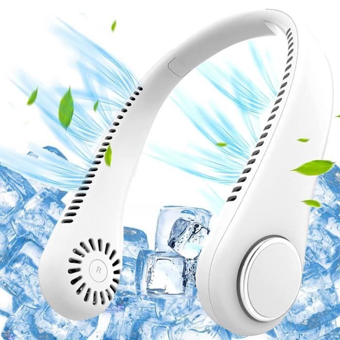 Ventilateur de Cou Portable Silencieux - BOOLING - 3 Vitesses - Batterie Rechargeable 4400mAh - Blanc - Booling