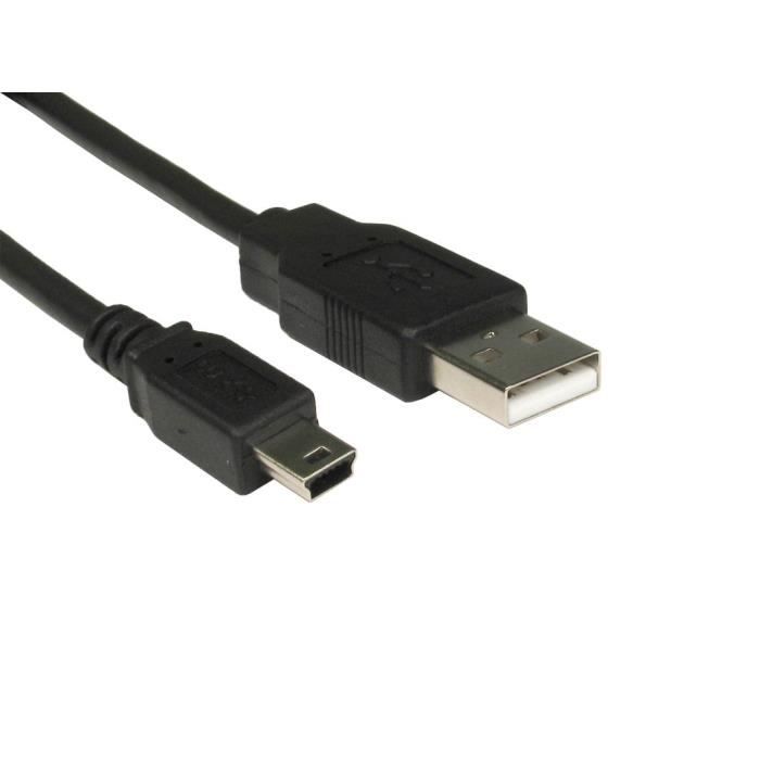 CABLE USB TYPE A MALE vers mini USB 5P 1.8 mètres NOIR - Cdiscount  Informatique