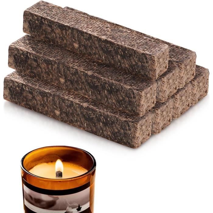 Lot De 10 Mèches Permanentes Pour Bougies - 10x10x90 Mm - Fibres De Bois & Cire Paraffine Écologique - Idéales Feux De Fusion & Extérieur