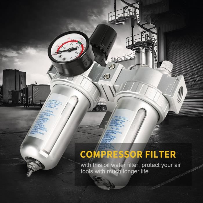 Filtre Régulateur D'Air 1/4" - Séparateur Eau/Huile Pour Compresseur Et Outils Pneumatiques
