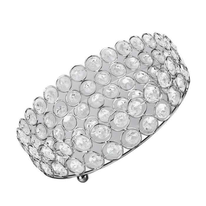 NUPTIO Lavabo Plateaux argentés décoratifs : 25 cm de diamètre Support de maquillage pour coiffeuse Bijoux Plateau miroir Plateau multifonction pour parfums, bijoux, bougies et cosmétiques