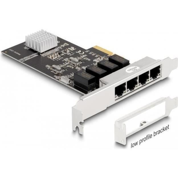 Tarjeta de Delock PCI Express x4 4x RJ45 Gigabit LAN 1000 Mbps - vue 2