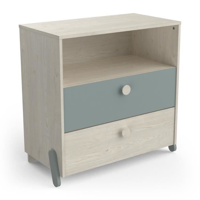 Commode - DEMEYERE - Ilian - 2 tiroirs - Style scandinave - Couleur beige Commode - DEMEYERE - Ilian - 2 tiroirs - Style scandinave - Couleur beige