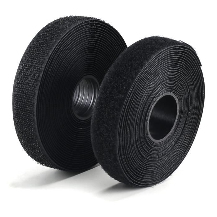 Bande Velcro autocollante de 5 m de long et 50 mm de large Noir
