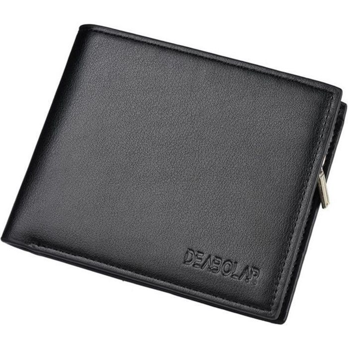 Portefeuille Homme Mince RFID Cuir Véritable - Double Pli, Porte-cartes, Poche Avant, Anti-scan
