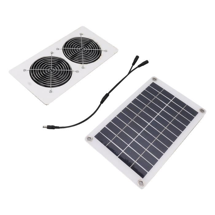 Kit Ventilateur Panneau Solaire Portable Double - Étanché 12V 10W Pour Extérieur