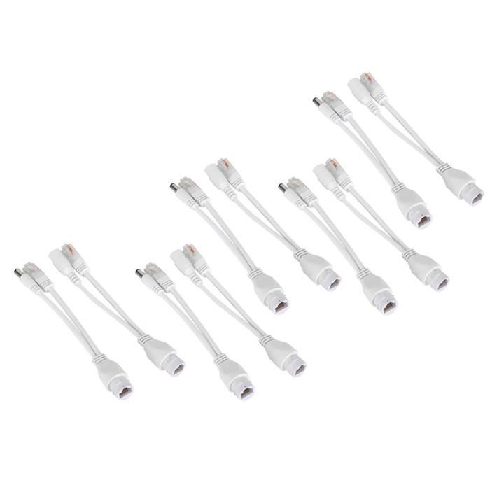 Create Idea Adaptateur Séparateur PoE étanche - Paire, Pour Caméra IP, Téléphone VoIP, AP, 12V, Blanc