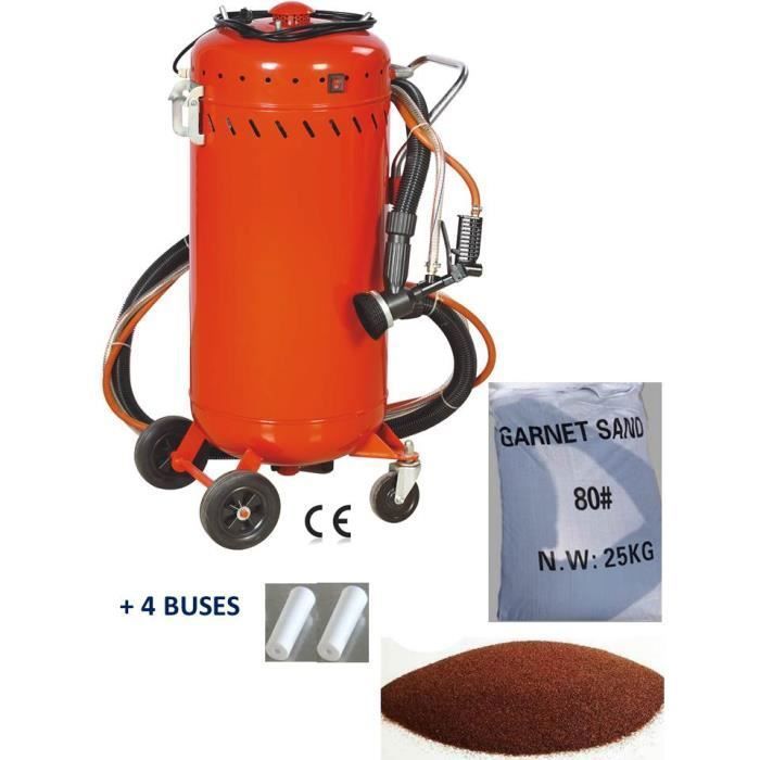 Sableuse Aérogommeuse Mobile 106L Avec Aspirateur – 4 Buses 7mm + 25kg Abrasif Garnet 120A - 9