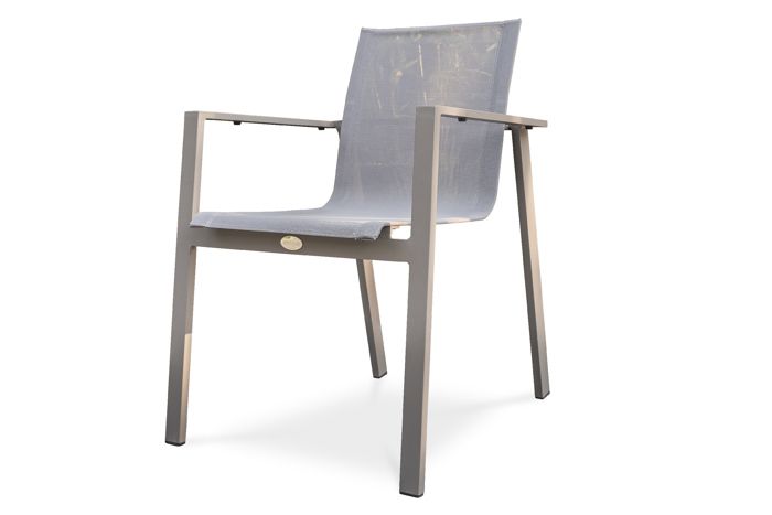 fauteuil de jardin empilable en aluminium et textilène - dcb garden - zahara - design - taupe