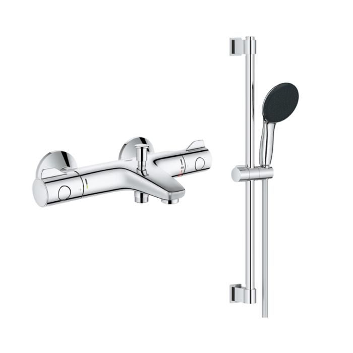 Grohe PACK Mitigeur thermostatique bain douche + pommeau de douche + Barre de douche + flexible Grotherm 800 et Tempesta