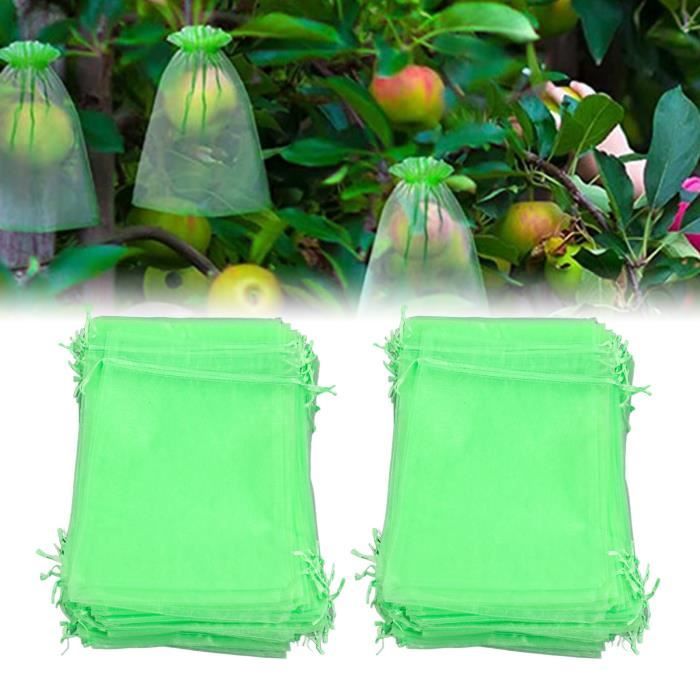 YIN 100pcs sac de protection des fruits sac de corde anti - insectes pour plantes oiseau 15 * 20cm (vert fruité) YN013