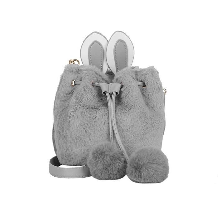 Gris mignon lapin Design pochette à bandoulière Adorable en peluche sac