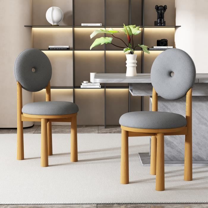 chaise de salle à manger familiale moderne, un ensemble de 2, chaise beignet, chaise de chambre à coucher de salon, gris