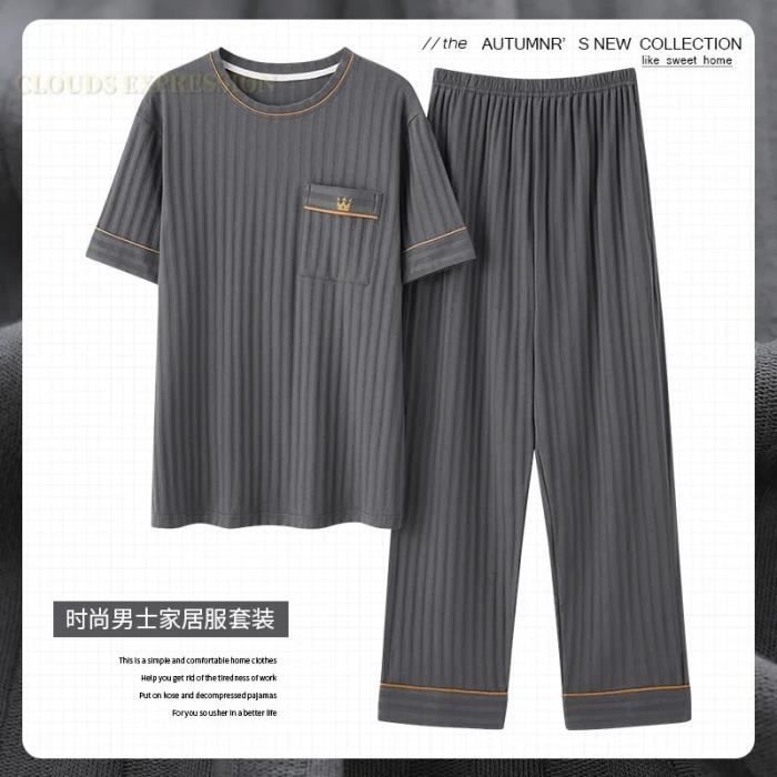 Pyjama Court Homme Été Coton Doux – Ensemble Manches Courtes + Short à Carreaux, Confort Absolu