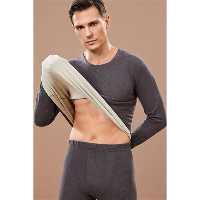 Lot De 2 Sous-vêtements Thermiques Manches Longues Pour Homme - 85% Polyester, 15% élasthanne, Chaud Et Respirant Pour L'hiver