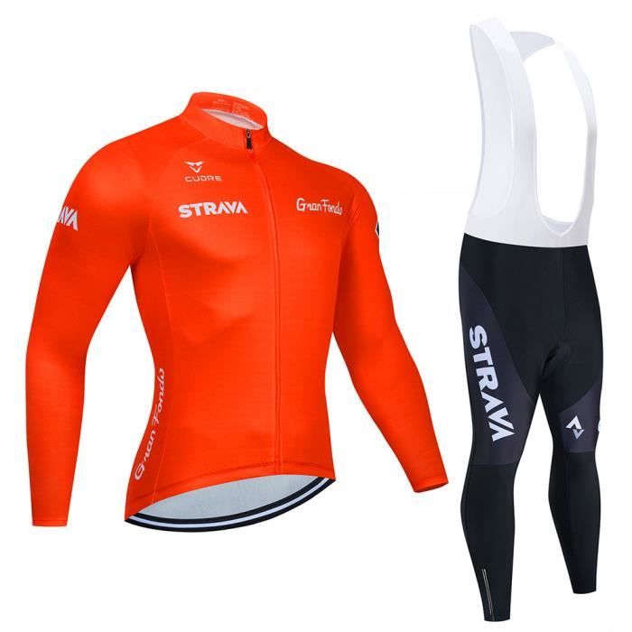 Combinaison de VTT Strava Maillot a manches longues pour cyclisme Orange Respirant Cdiscount Sport