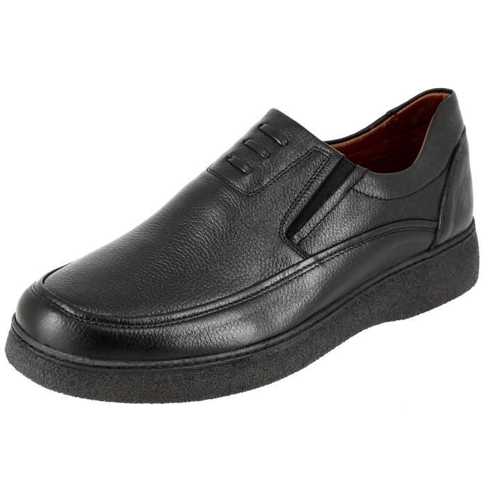 Chaussures mocassin medicale homme sport en cuir noir Belym Favorise la marche et soulage la douleur