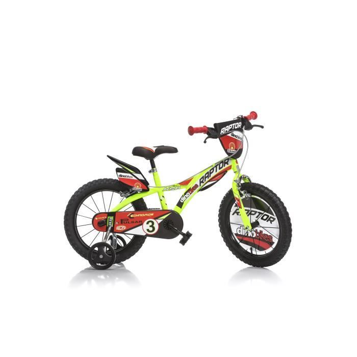 Velo Enfant Garcon Raptor 16 Pouces Freins sur Le Guidon Jaune Cdiscount Sport