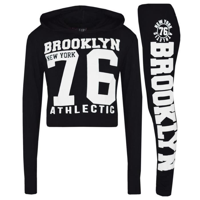 Ensemble t-shirt et legging à capuche et imprimé Brooklyn 76 New York pour filles 7 à 13 ans