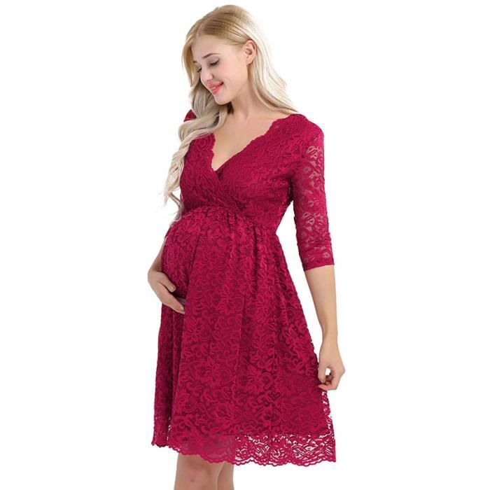 Robe Femme - de maternit?� en - FR22LVL Burgundy - Cdiscount Pr??t-?�-Porter