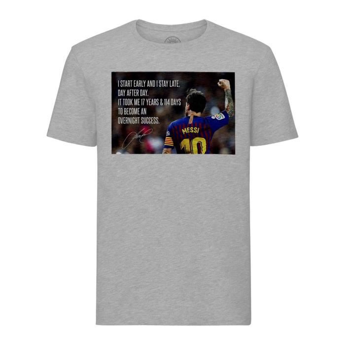 T Shirt Homme Col Rond Gris Leo Messi Barcelone Football Succes Citation Inspirante Anglais Gris Cdiscount Pret A Porter