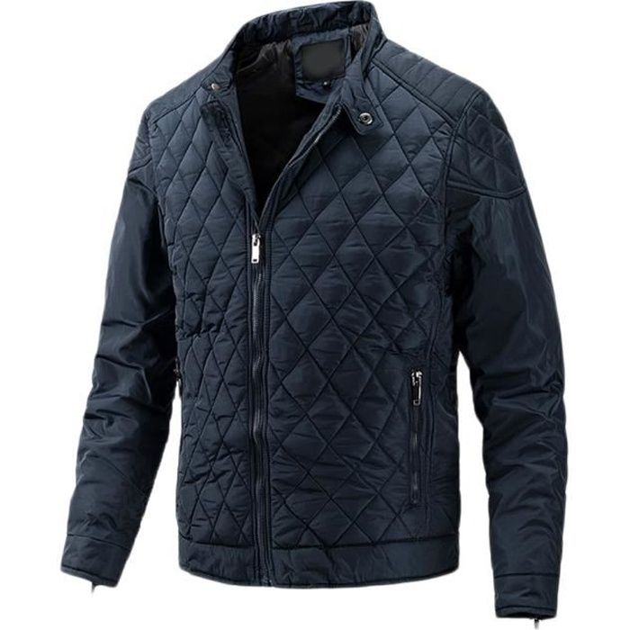 Homme Blouson Matelassee Chaude Design Elegant Lache Decontractee Leger Col Montant Blouson Couleur Unie Outdoor Court Bleu Bleu Cdiscount Pret a Porter