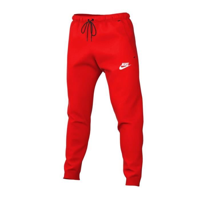 Pantalon de survetement Nike TECH FLEECE Rouge Coupe ajustee Cordon de serrage Hauts poignets coteles